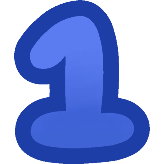 a cartoonish number 1 that is blue